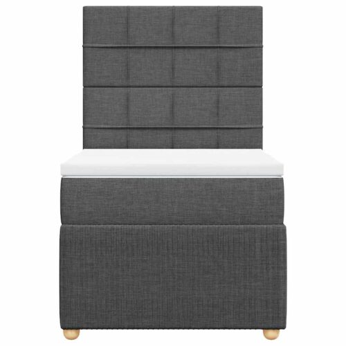 Bed Frame with Mattress Set Spring Box Base Dark Grey King Single Fabric - Image 6