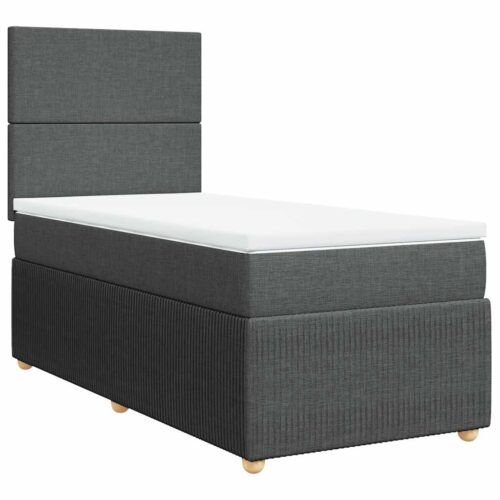 Bed Frame with Mattress Set Spring Box Base Dark Grey King Single Fabric - Image 3