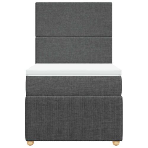 Bed Frame with Mattress Set Spring Box Base Dark Grey King Single Fabric - Image 6