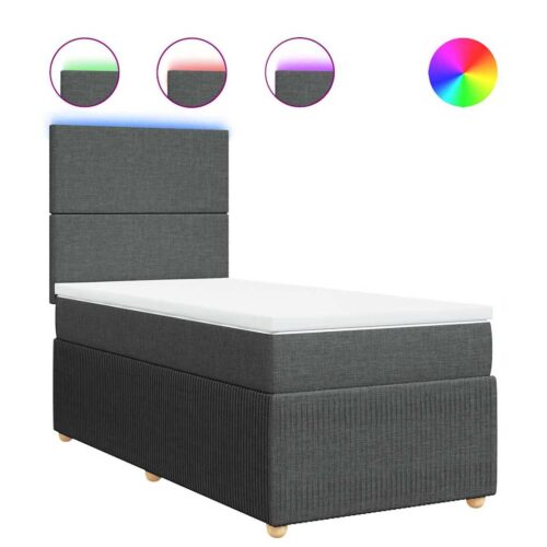 Bed Frame with Mattress Set Spring Box Base Dark Grey King Single Fabric - Image 13