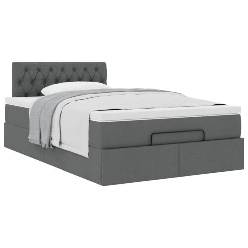 Storage Bed Frame with Mattress & Topper Set Lift Dark Grey King Single Fabric - Image 5