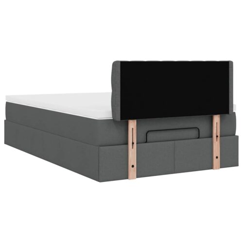 Storage Bed Frame with Mattress & Topper Set Lift Dark Grey King Single Fabric - Image 11