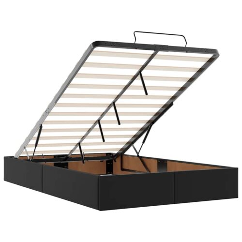 Storage Bed Frame with Mattress Set Lift Base Black King Single Faux Leather - Image 11
