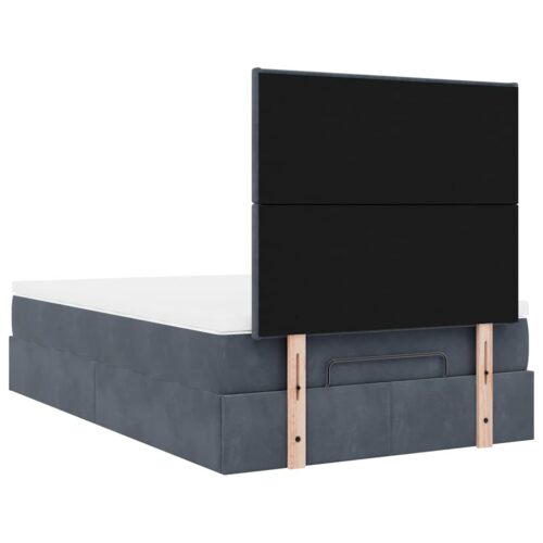 Storage Bed Frame with Mattress Set Lift Base es & LEDs Dark Grey King Single Velvet - Image 10