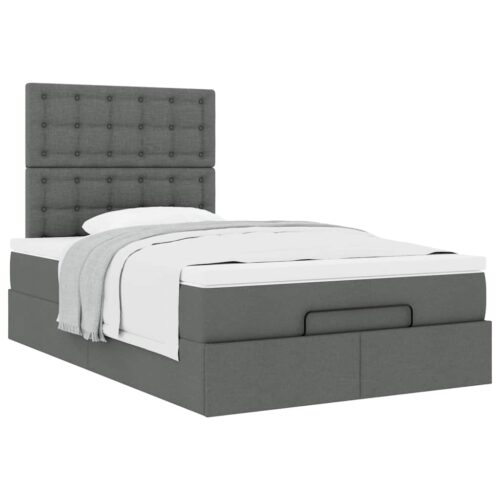 Storage Bed Frame with Mattress Set Lift Base Dark Grey King Single Fabric - Image 5