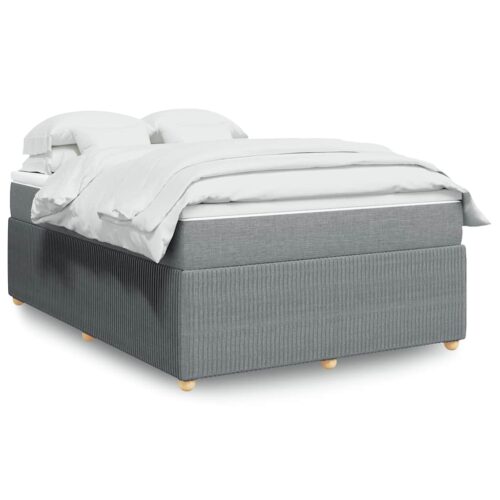 Bed Frame with Mattress Set Spring Box Base Dark Grey Double Fabric - Image 2