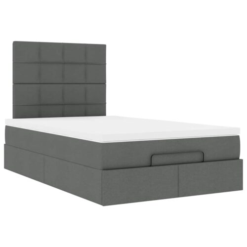 Storage Bed Frame with Mattress Set Lift Base Dark Grey King Single Fabric - Image 6