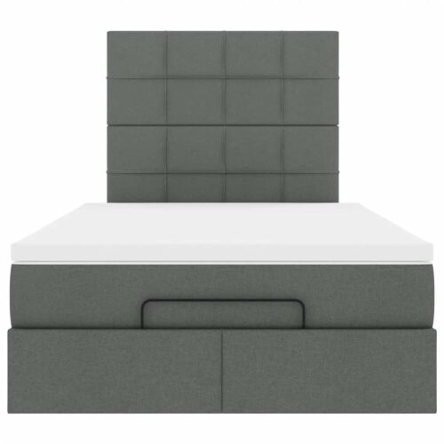 Storage Bed Frame with Mattress Set Lift Base Dark Grey King Single Fabric - Image 7