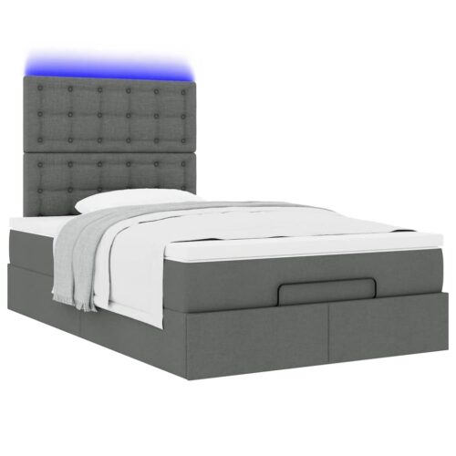 LED Lights Bed Frame with Mattress Set Base Dark Grey King Single Fabric - Image 6