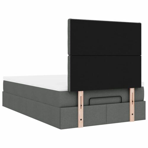 LED Lights Bed Frame with Mattress Set Base Dark Grey King Single Fabric - Image 12
