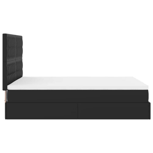 Ottoman Bed with Mattress & LEDs Black Queen Faux Leather - Image 11