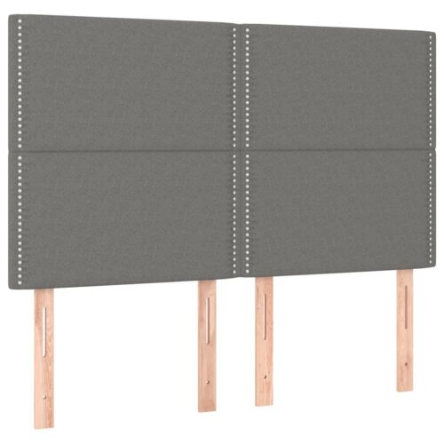 Bed Frame with Mattress Set Spring Base Dark Grey 137x187cm Double Size Fabric - Image 6