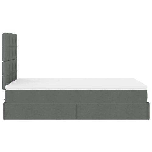 LED Lights Bed Frame with Mattress Set Base Dark Grey King Single Fabric - Image 11