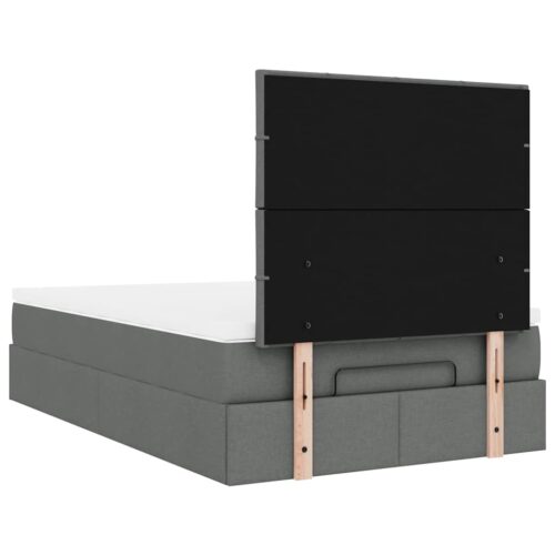 LED Lights Bed Frame with Mattress Set Base Dark Grey King Single Fabric - Image 12