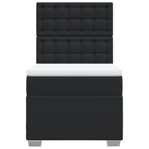 Bed Frame with Mattress Set Spring Box Base Black King Single Faux Leather - Image 4