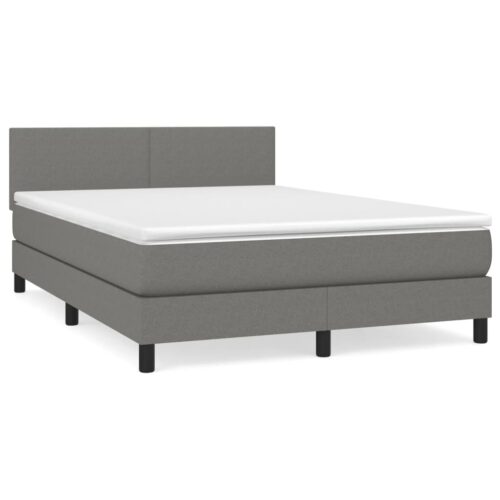 Bed Frame with Mattress Set Spring Base Dark Grey 153x203cm Queen Size Fabric - Image 2