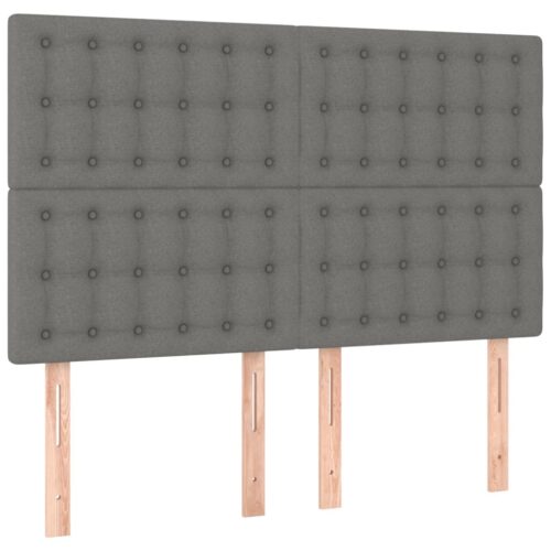 Bed Frame with Mattress Set Spring Base Dark Grey 137x187cm Double Size Fabric - Image 6