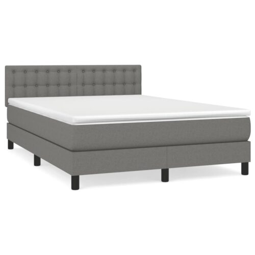 Bed Frame with Mattress Set Spring Box Base Dark Grey 153x203cm Queen Fabric - Image 2