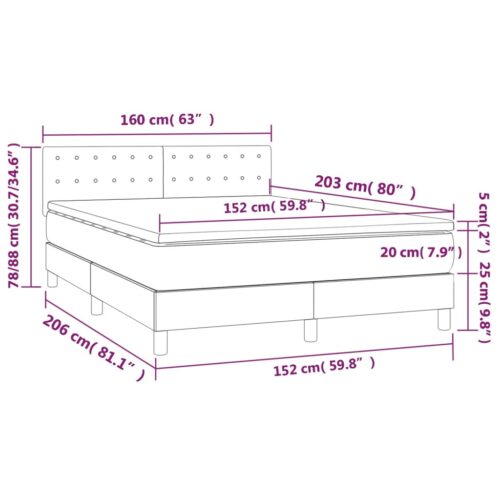 Bed Frame with Mattress Set Spring Box Base Dark Grey 153x203cm Queen Fabric - Image 11