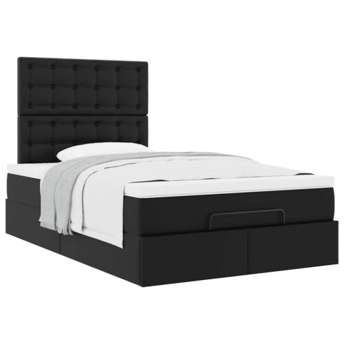 Storage Bed Frame with Mattress Set Lift Base Black King Single Faux Leather - Image 4