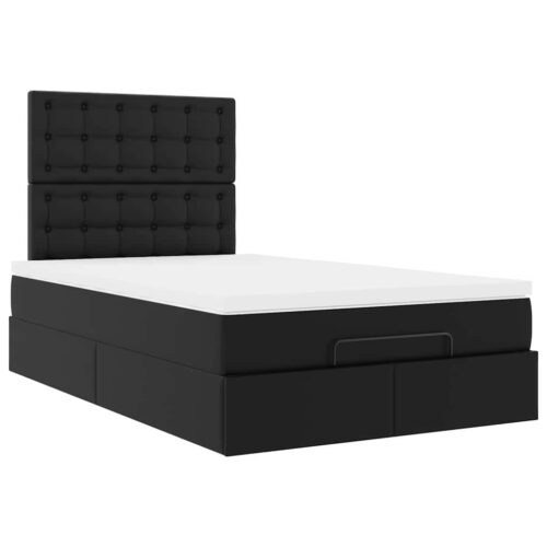 Storage Bed Frame with Mattress Set Lift Base Black King Single Faux Leather - Image 6