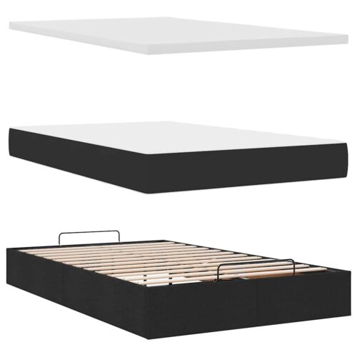 Storage Bed Frame with Mattress Set Lift Base Black King Single Faux Leather - Image 8