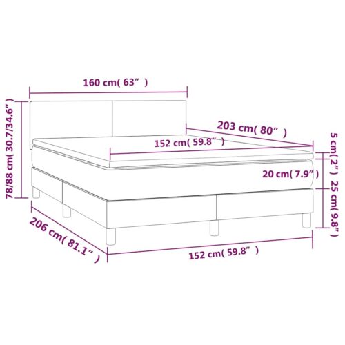 Bed Frame with Mattress Set Spring Box Base Black 153x203cm Queen Size Fabric - Image 11