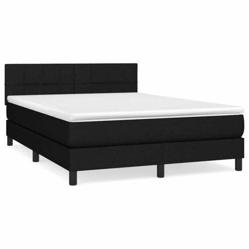 Bed Frame with Mattress Set Spring Box Base Black 153x203cm Queen Size Fabric - Image 2