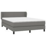 Bed Frame with Mattress Set Spring Box Base Dark Grey 153x203cm Queen Size Fabric