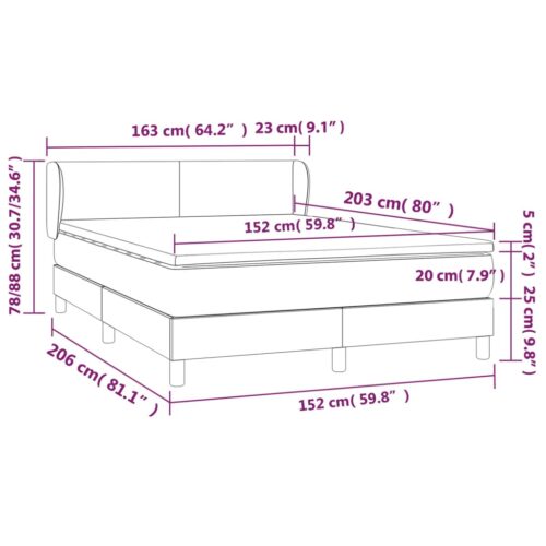 Bed Frame with Mattress Set Spring Box Base Dark Grey 153x203cm Queen Size Fabric - Image 11