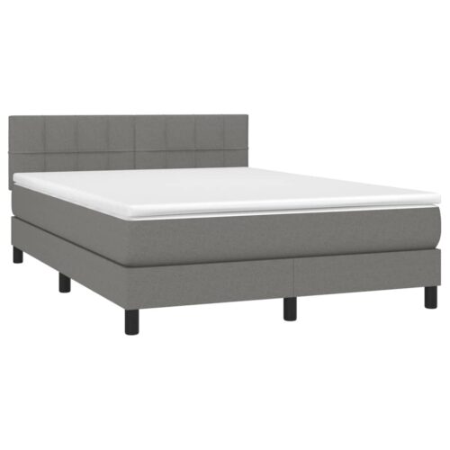 Bed Frame with Mattress Set Spring Box Base Dark Grey 153x203cm Queen Size Fabric