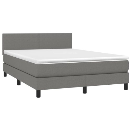 Box Spring Bed with Mattress&LED Dark Grey 153x203cm Queen Size Fabric - Image 13