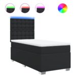 Bed Frame with Mattress Set Spring Box Base Black King Single Faux Leather