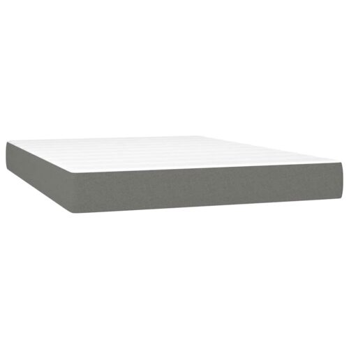 Box Spring Bed with Mattress&LED Dark Grey 153x203cm Queen Size Fabric - Image 5