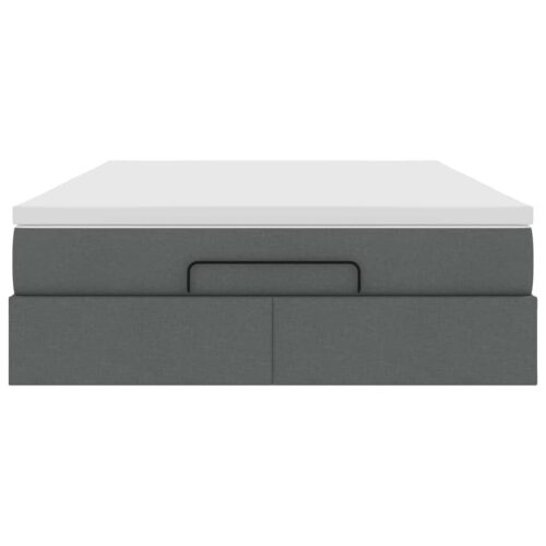 Storage Bed Frame with Mattress Set Lift Up Base Dark Grey Double Fabric - Image 7