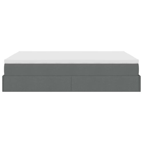 Storage Bed Frame with Mattress Set Lift Up Base Dark Grey Double Fabric - Image 9