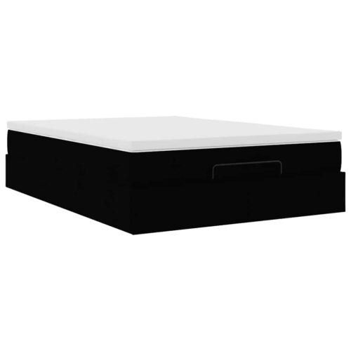 Storage Bed Frame with Mattress & Topper Set Lift Up Base Black Double Fabric - Image 6