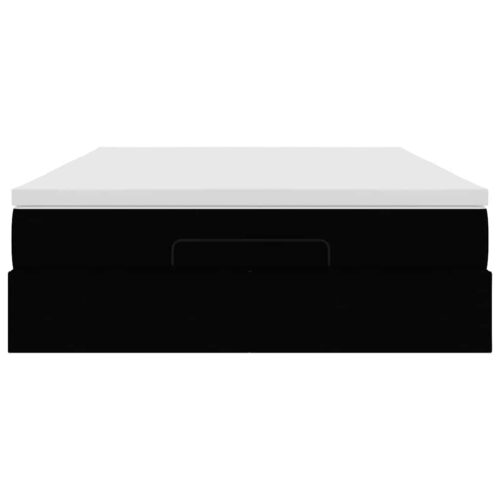 Storage Bed Frame with Mattress & Topper Set Lift Up Base Black Double Fabric - Image 7