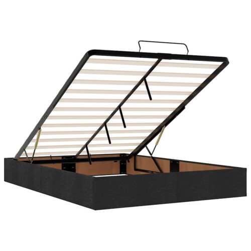 Storage Bed Frame with Mattress & Topper Set Lift Up Base Black Double Fabric - Image 11