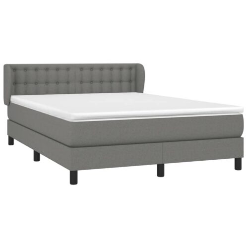 Bed Frame with Mattress Set Spring Box Base Dark Grey 153x203cm Queen Size Fabric - Image 12