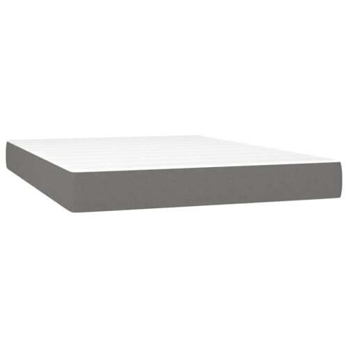 Box Spring Bed with Mattress&LED Dark Grey 153x203cm Queen Size Fabric - Image 6
