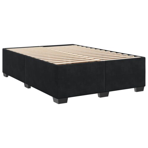 Bed Frame with Mattress & Topper Set Spring Platform Box Base Black Queen Velvet - Image 7