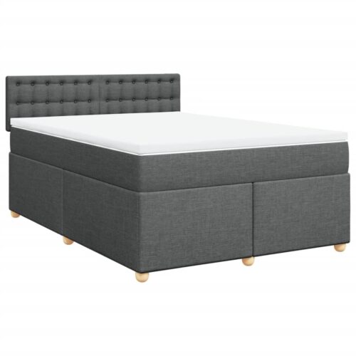 Bed Frame with Mattress Set Spring Box Base Dark Grey Double Fabric