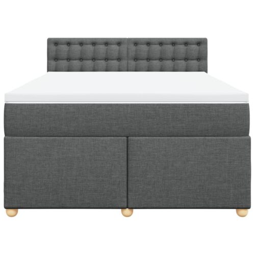 Bed Frame with Mattress Set Spring Box Base Dark Grey Double Fabric - Image 4