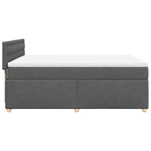 Bed Frame with Mattress Set Spring Box Base Dark Grey Double Fabric - Image 5