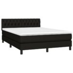 Bed Frame with Mattress Set Spring Box Base Black 153x203cm Queen Size Fabric