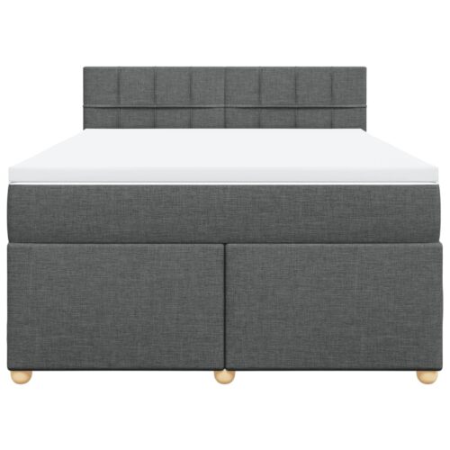 Bed Frame with Mattress Set Spring Box Base Dark Grey Double Fabric - Image 4
