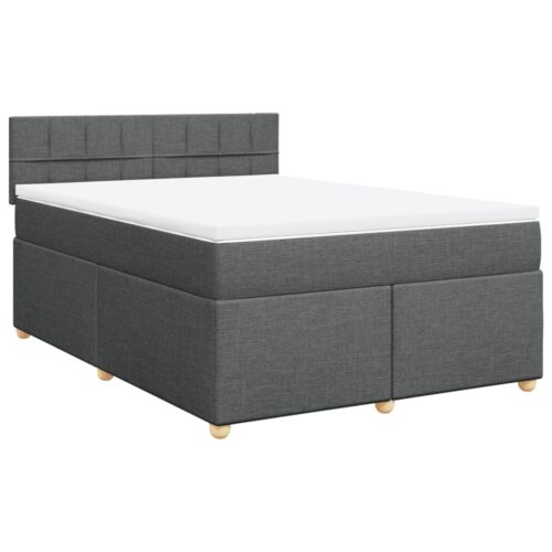 Bed Frame with Mattress Set Spring Box Base Dark Grey Double Fabric - Image 13