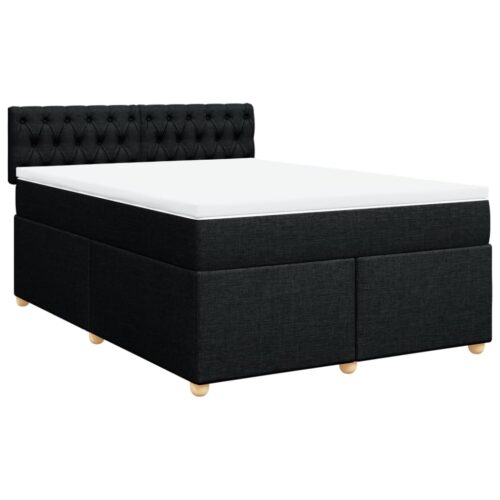 Bed Frame with Mattress Set Spring Box Base Black Double Fabric