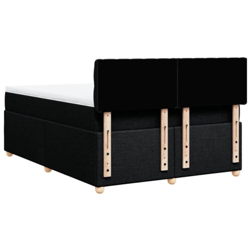 Bed Frame with Mattress Set Spring Box Base Black Double Fabric - Image 6
